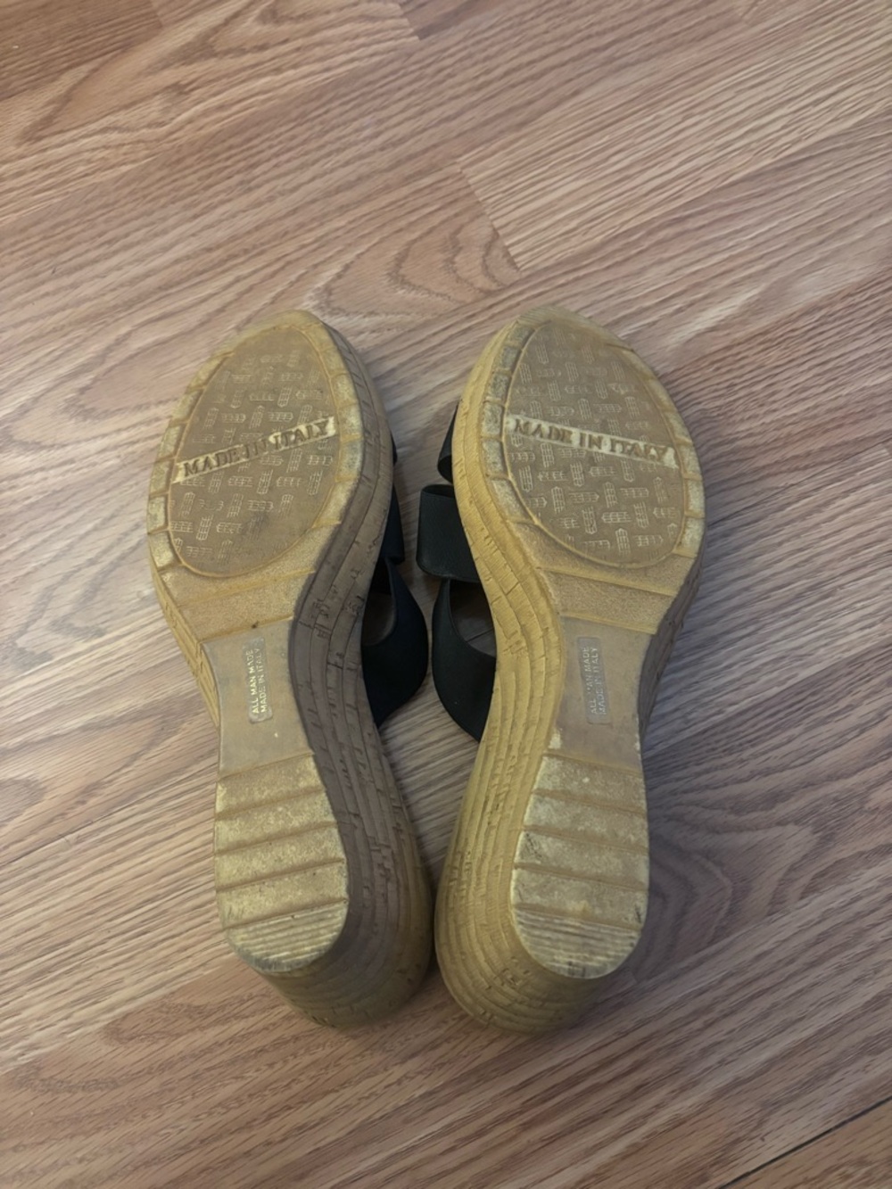Italian Shoemakers Black Cork-Effect Wedge Slide Sandals Size 11 - Picture 4 of 9